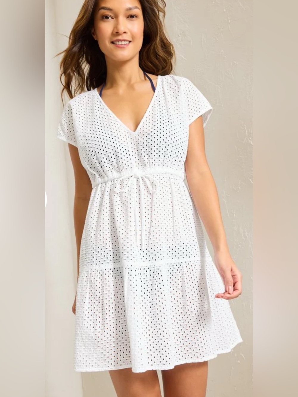NEW Tommy Bahama White Eyelet Cove V-Neck Dress